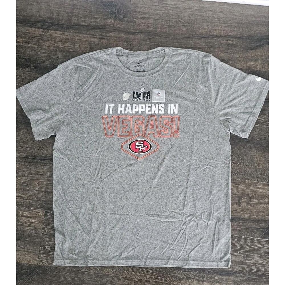 Nike San Francisco 49ers Mens T Shirt XXL Gray Dri Fit Super Bowl Vegas